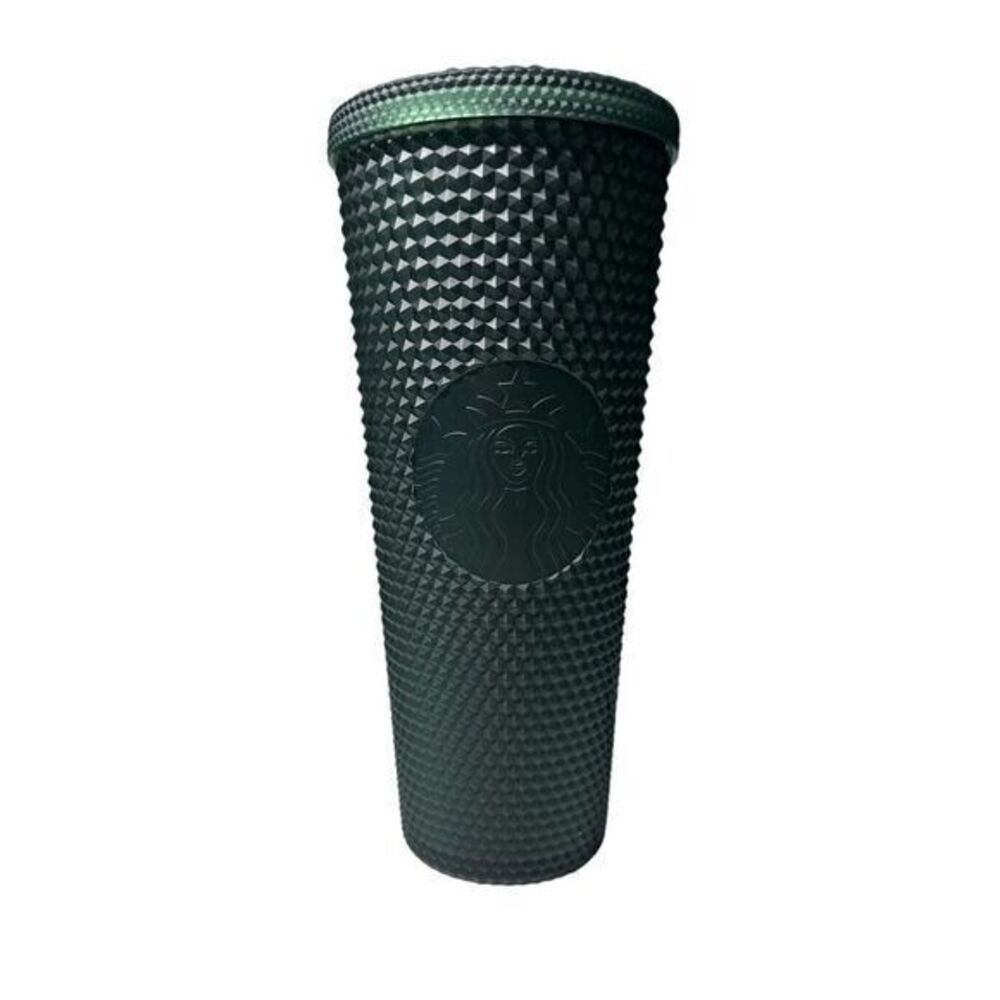 Starbucks 2022‎ Winter Dark Green Matte Studded Cold Cup 24oz Venti No Straw